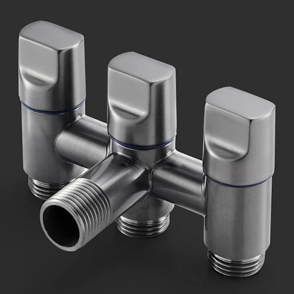 Triple Outlet Valve - Electroplated Stainless Steel Grey Grey Grå