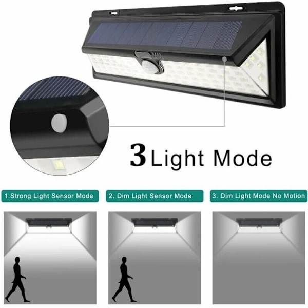 Solar Væglampe - 118 LED Solcellelampe 1000 Lumen Væglampe PIR Bevægelsessensor IP65 Vandtæt Udendørs Have..DEBUNS