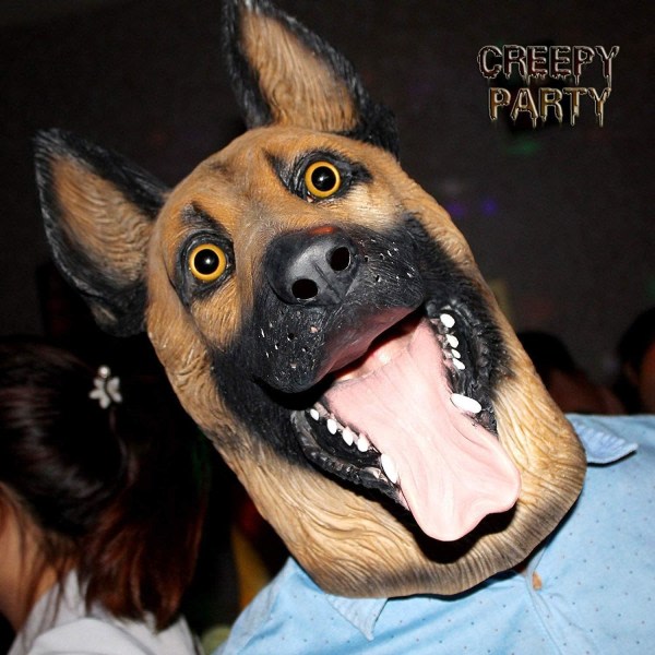 IC Hund Hovedmaske Halloween Fest Hundekostume Masker Mask Super Bowl Underdog Kostume Latex Dyrehovedmaske (Tysk Hyrde)