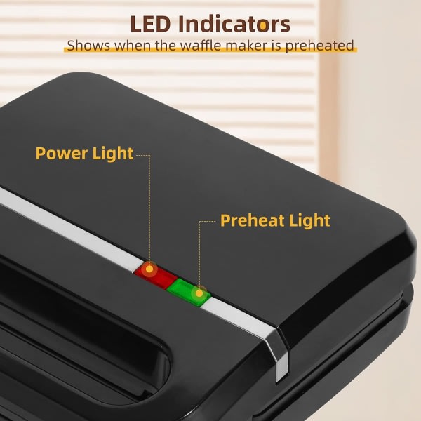IC Smörgåsvåffelbryggare avtagbara tallrikar, brödrost, LED-indikaattorilamppu, dubbelsidig uppvärmning 870W