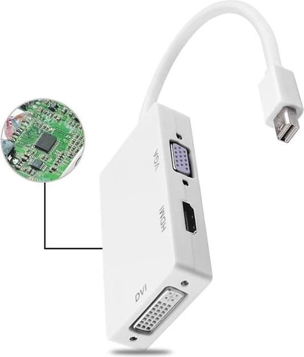 3-in-1 supernopea Mini DisplayPort–VGA-, HDMI-, DVI-sovitin – Apple Macille ja Macbookille