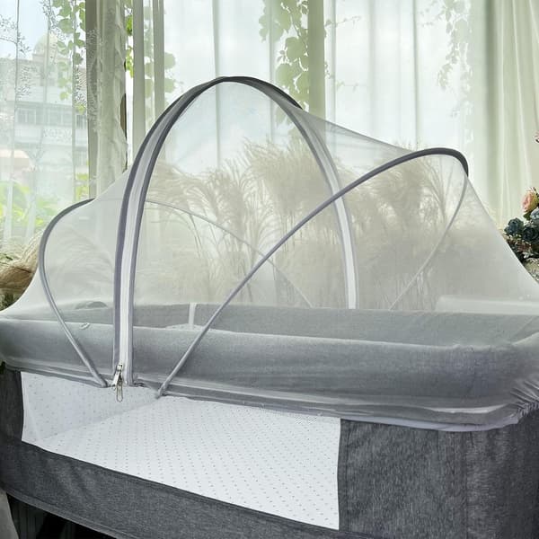 Mosquito Net - Protective - Net Cover - Cradle Accessory - Keeps - Insects/Cats - Two-Way Zipper - Comes - with - Storage Bag