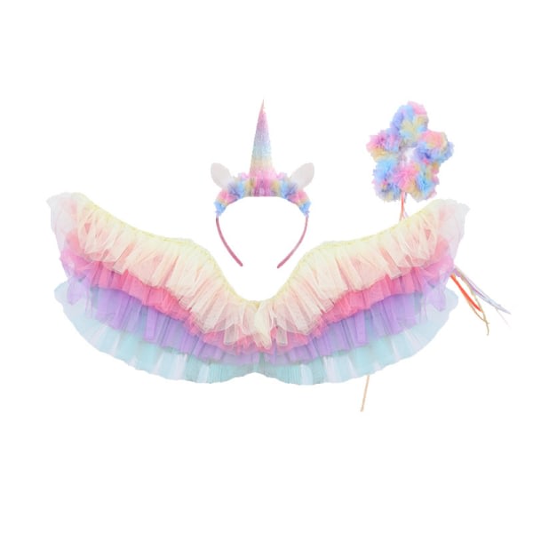 Unicorn Wings Pannband Med Trollstav För Fairy Wings Halloween ljusrosa L