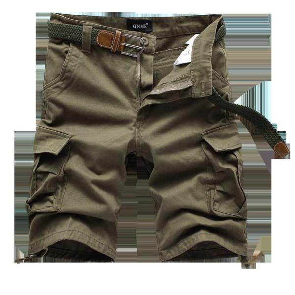Herr Bomulls-Twill Cargo Shorts Klassiska Avslappnade Korta Byxor med Flera Fickor Casual Militär Utomhus Lösa Shorts
