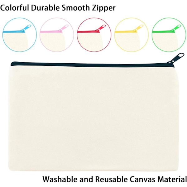 10 stk. Canvas Maleri tasker Rejse Toilettaske Lynlås Kosmetik tasker Brudepiger Gave Kosmetik taske Stof Blyant taske Canvas Makeup taske Lille Beige chain 5cm (Set of 8)