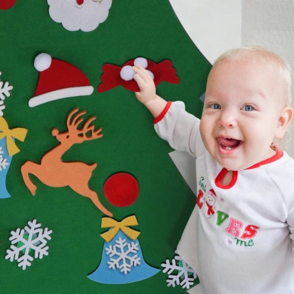 DIY Filt Julgranskit med Barnprydnader Julklappar