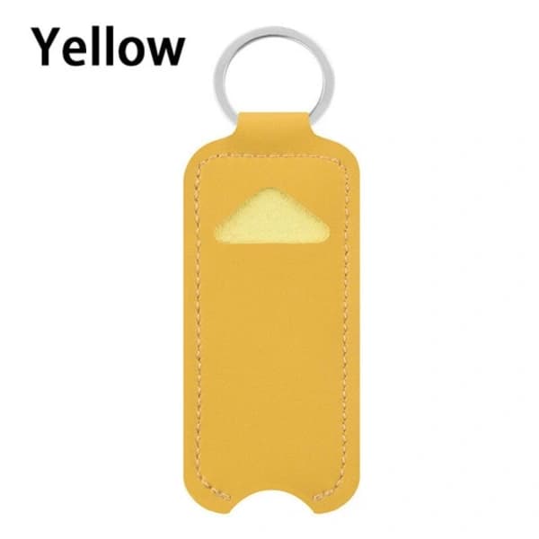 Læderetui Læbepomadeholder Nøgleringholder Læbestift Nøglering Taske Gul Yellow