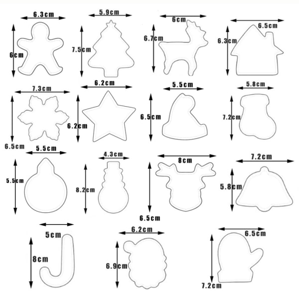 IC 15-sæt julekageudskærere Snemand Juletræ Elg Sæt Rustfrit Stål DIY Form