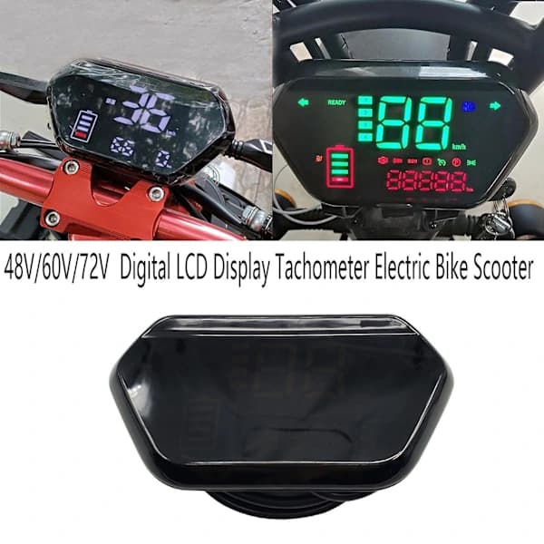 48v/60v/72v Motorcykel Odometer Digital LCD-Display Varvräknare LCD Hastighetsmätare För Elcykel Sc