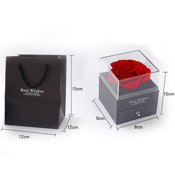 IC Rosa akrylkonserverad presentförpackning för blomsmycken, presentförpackning för smycken för alla hjärtans dag (vit),