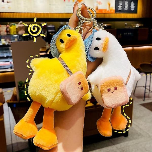 Plysch tecknad Tilt Duck Figur docka bilnyckelring Vit IC