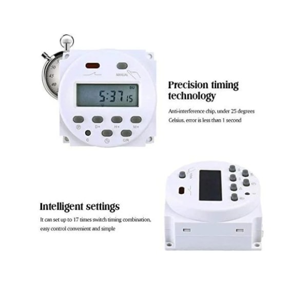 IC Elektronisk Timer DC12V 16A 17 Program Programmerbar LCD-display (1 stk)