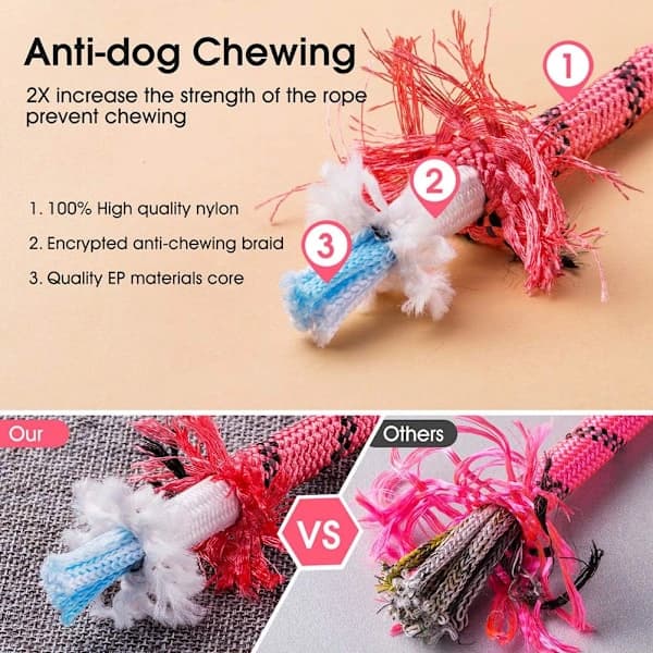 FT Strong Dog Leash with Comfortable Padded Handle and Highly Reflective Threads for Small, Medium, and Large Dogs (1.5 m, Pink)