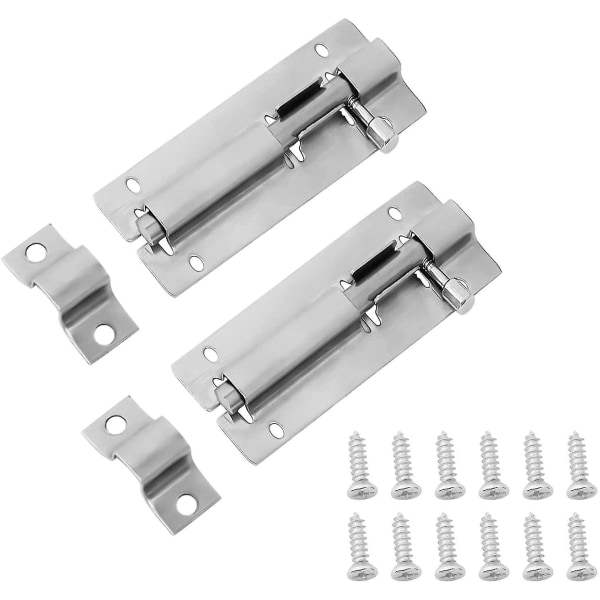 '2-pack 3 i mindre stål glidbultspärr, S-plåtspärr för att säkra innerdörr
