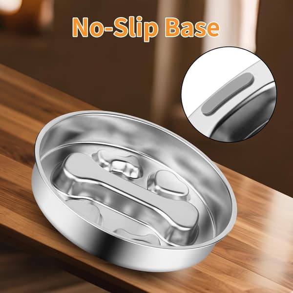 Slow Feeder Hund – Rustfrit Stål – 22 cm – Vendbar – Anti-slug & Anti-oppustet – Til Mellemstore Hunde & Katte