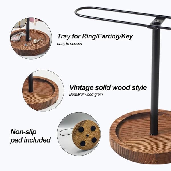 Træ Solbrille Organizer Stativ 10 Par Brilleholder Rack til Skrivebord Soveværelse