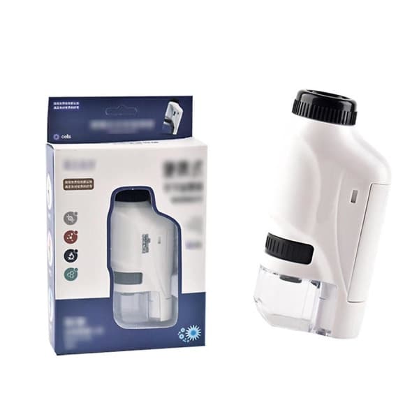 IC 60-120x fickmikroskop LED-ljus Bärbart minimikroskop Handhållet mikroskop (vitt)