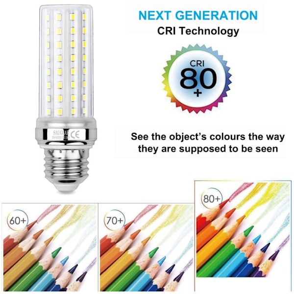 3 stk. 20 W LED majspærer, 150 W ækvivalent glødepære, 2300 lm, 4000 K neutral hvid, E27 pærer med Edison-skrue