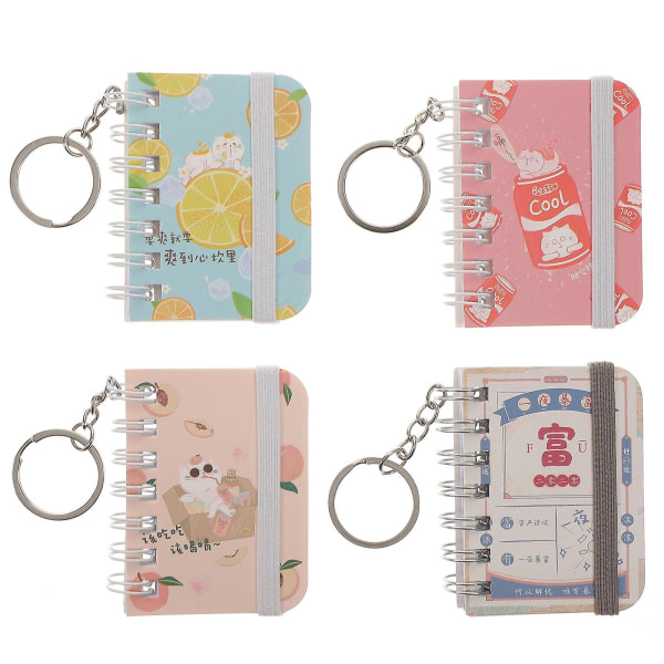 4 kpl Avaimenperä Pieni kirja Avaimenperä Mini Kissa Kirja Avaimenperä Luova Avaimenperä (4,8X6,5cm) IC