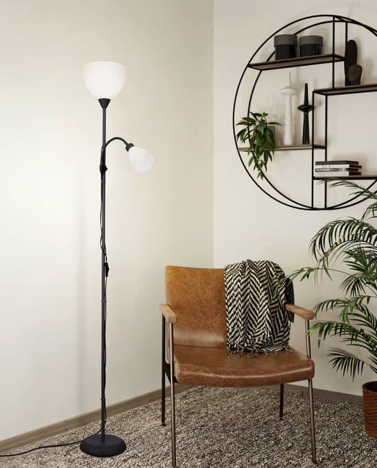 EGLO Montanini-E gulvlampe med justerbar læselampe, 176 cm stål gulvlampe til stue soveværelse, sort
