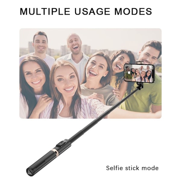 IC Bluetooth Selfie Stick hopfällbart trådlöst stativ med Bluetooth Svart