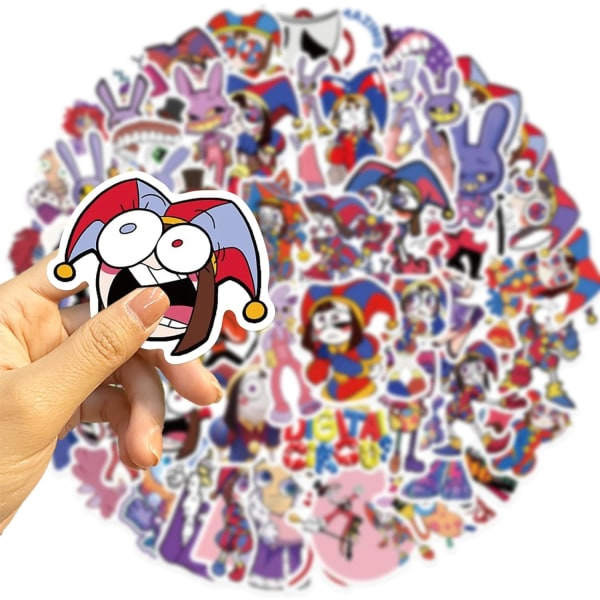56 kpl DIY vedenkestäviä tarroja The Amazing Digital Circus Stickers - Hauskoja sarjakuva-tarroja matkalaukulle, rullalaudalle, pyörälle, seinälle, puhelimelle