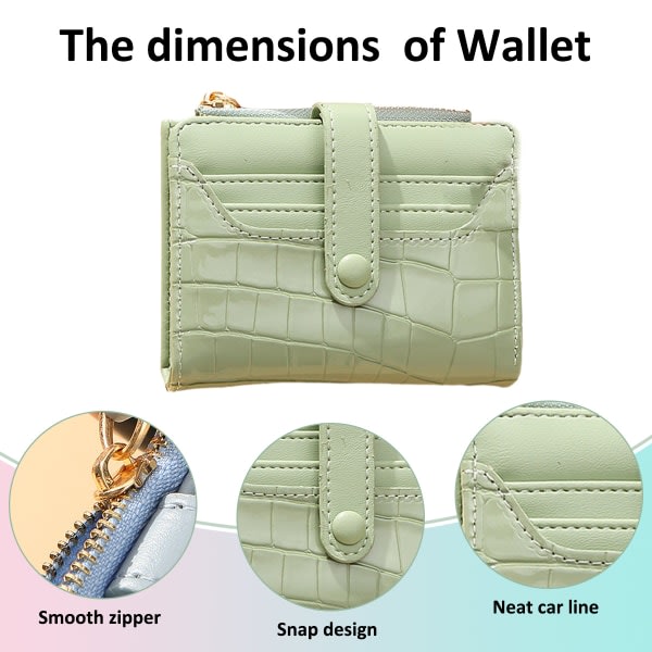 IC Pienet lompakot naisille, Slim Bifold, PU-nahkainen naisten lompakko Vaaleanvihreä