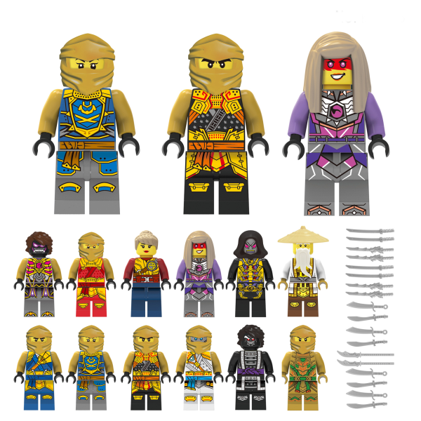 Set med 24 st go Minifigurer Kai Jay Sensei Wu Master Building färgglada one size