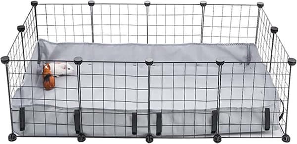 Vanntett bunnmatte til marsvinbur, vaskbar canvas med borrelåsfester for kaniner, chinchillaer, pinnsvin og ildere