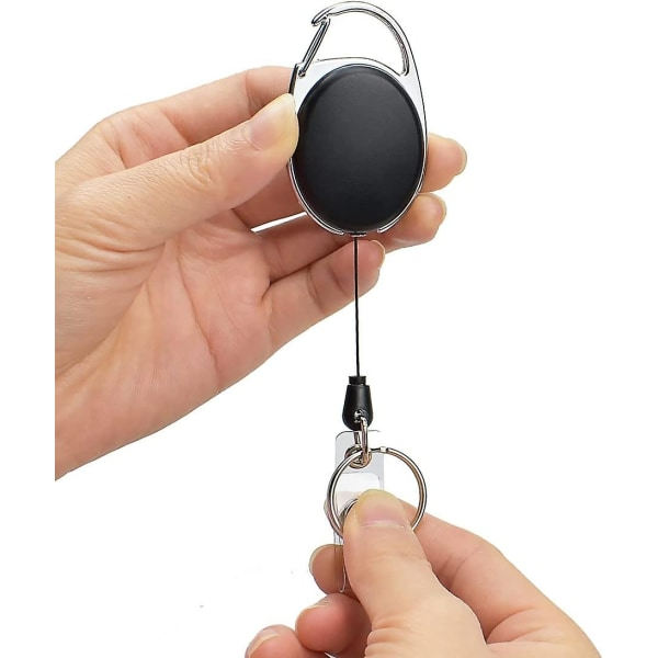 2 stk Badge Holder Clip Inntrekkbar rulle med nøkkelring for ID-kort belte (d-4-d) IC