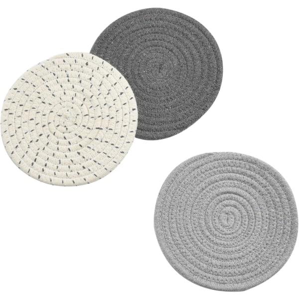 IC Set Set Ren bomullstråd vävd heta grytlappsset (set med 3) Snygga underlägg, Hot Pads