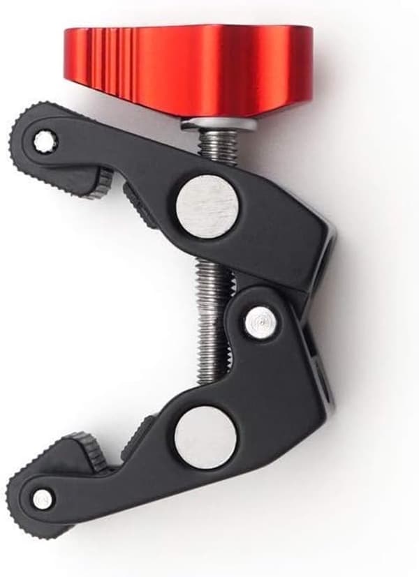 Superklämma med lås - röd, magic arm, 1/4\" adapter, 3/8\" gängat hål för stativ, kamera