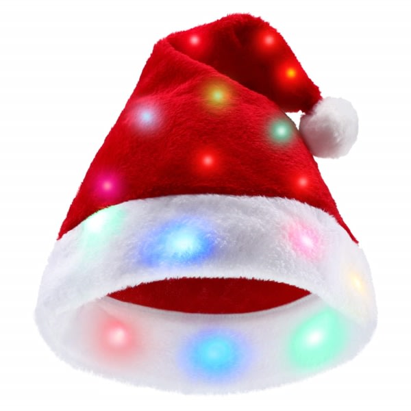 Julmøssa med LED-lampe Rolig tomtehatt Plysch fuskpäls Xmas Hat Adults(Color) 1stk