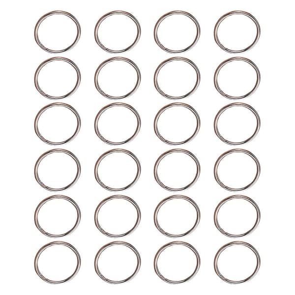 24 stk Nøgleringe Flad Nøgleringe Metal Nøgleringe DIY Nøgleringe (2,5x2,5 cm, sølv) IC