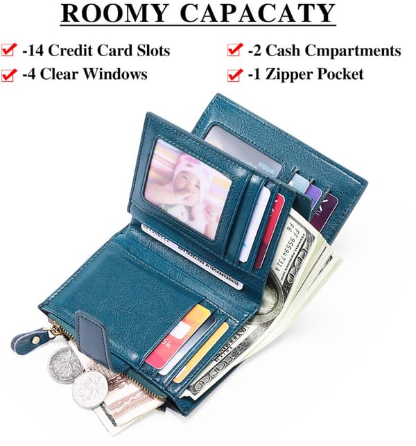 Unisex aitoa nahkaa oleva lompakko 14 luottokorttipaikalla ja kolikkotaskulla.