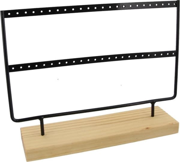 Svart smyckeshållare - 27x22x7 cm - Metall & Trä - Örhängesställ - Perfekt display
