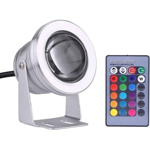Ulkokäyttöön tarkoitettu LED-valo, veneen/jahdin IP65 10W 12V RGB LED-spottivalo sateenkestävä kaukosäätimellä..DEBUNS