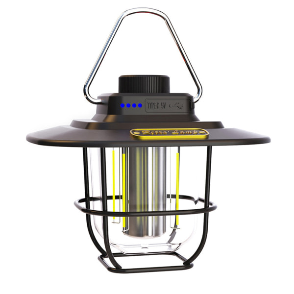 IG Oppladbar Camping LED-lys Dimbar, Retro Lantern svart