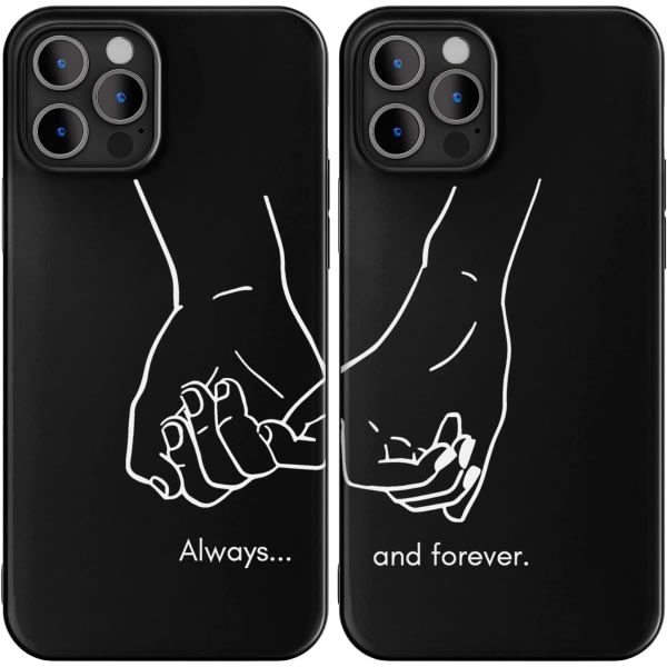 IC Svarta matchende telefonfodral kompatible med - iPhone 12 Mini - 5,4 tum for par cover Estetiska hender Söt jubileum