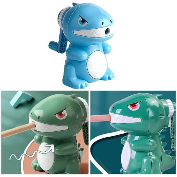 1 pc Pencil Sharpener, Manual Pencil Sharpener with Cartoon Dinosaur, Portable Pencil Sharpener for School (Blue)
