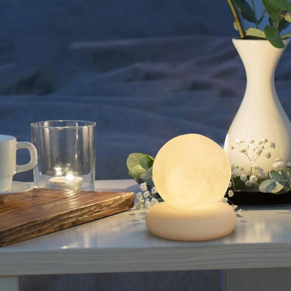 Måne 3D Borddekoration - Touch Kontrol Lysstyrke, USB Opladning, Dekorativ Bordlampe, Natlampe, Soveværelsesdekoration