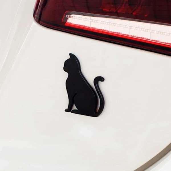 Metal Cat Sticker Car Decal Self-Adhesive Decoration - Silver Silver