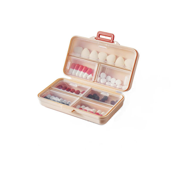 IC Bärbar medicinlåda pack mini bärbar stor kapacitet rosa