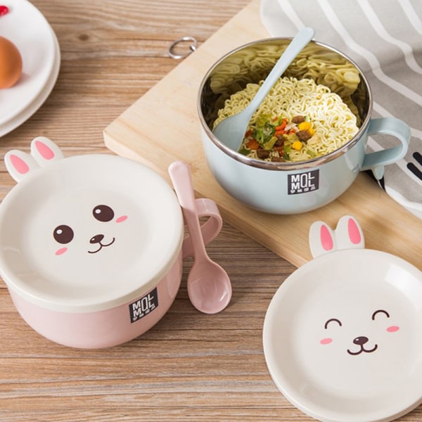 IC Rustfrit Stål Dobbelt Ramen Skål Instant Nuddelskål Anti-Skrid A8