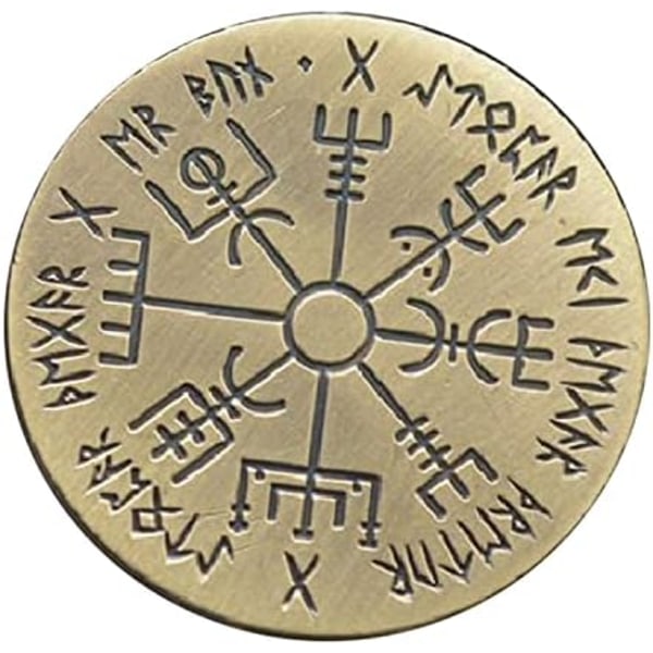 BirchRiver Wayfinder Coin - Brons - Vegvisir - Norse Compass Collector - Wayfinder (2 dele)