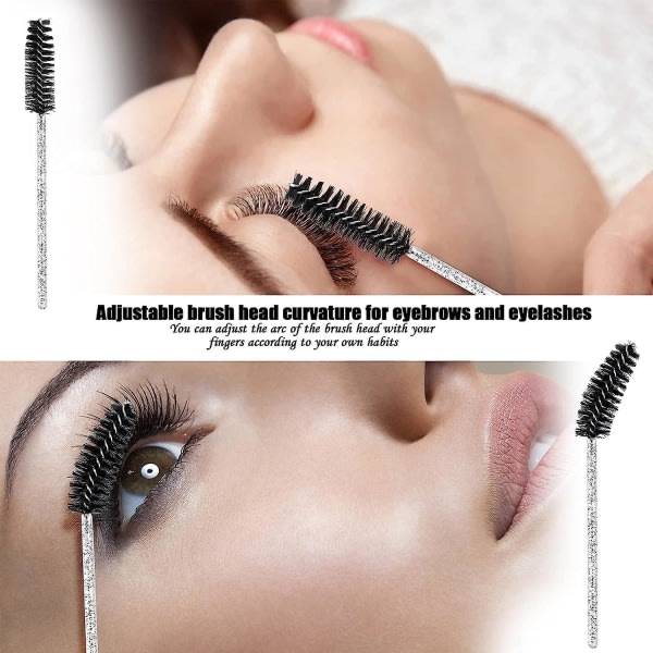50 stk. krystal øjenvippebørster, mascaraapplikator, øjenvippebørste, mascara-makeupværktøj (sort)