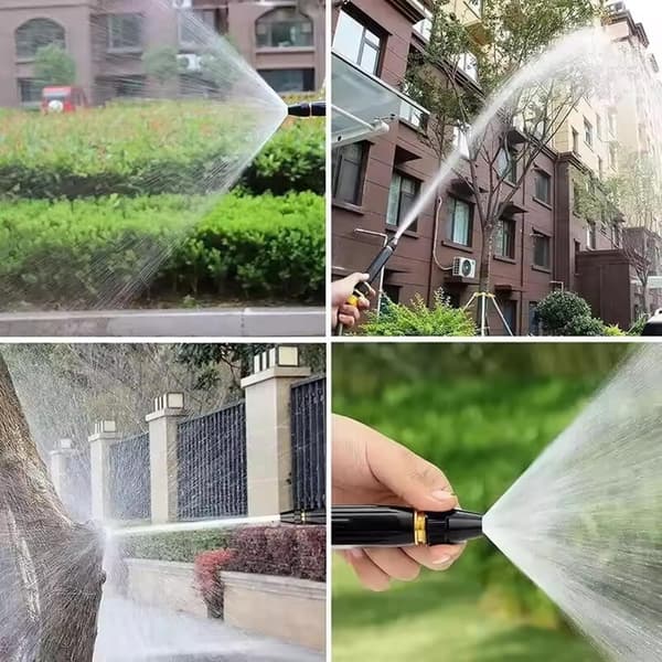 Högtrycksspruta med 10 m trädgårdsslang, justerbart metallmunstycke, 8x tryckökning för biltvätt, växter, husdjur och hemrengöring