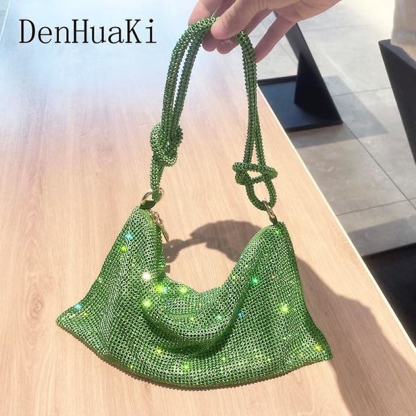 IC Luksuriøse designerlommebøker og håndvesker Dame Kveld Strass Clutch Håndvesker Damer Sølv Krystall Skulderveske