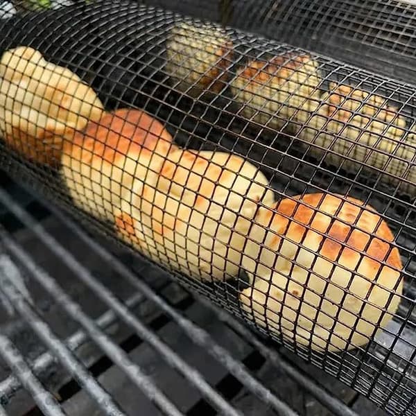 Grillrist i rustfrit stål til udendørs grillning, rund, til bål