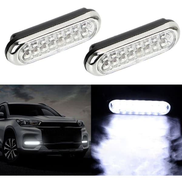 2 st 16 LED Bil Ljus Vit Universell Varselljus Dimljus